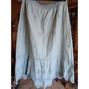 Soft Surroundings Size 2X Sage Green Hippie Prairie Peasant Cotton Pull On Skirt